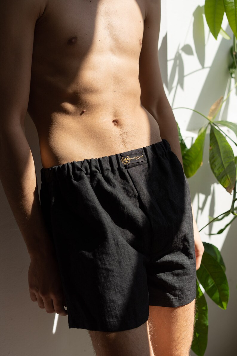 100% Linen Men Underwear, Boxer Shorts, Beach Shorts, Men Linen Grey Shorts, Sleep Boxers, Summer Casual Style, Organic, Natural Fibers image 6