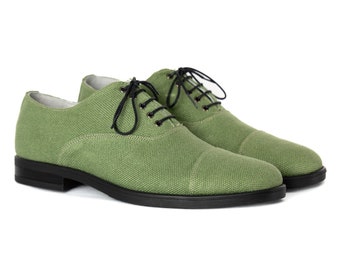 HEMP Oxford Shoes - Sage Green/Mint, Comfortable, Handmade Shoes, Leather Lining, Made in Europe, Formal Shoes, Wedding shoes,