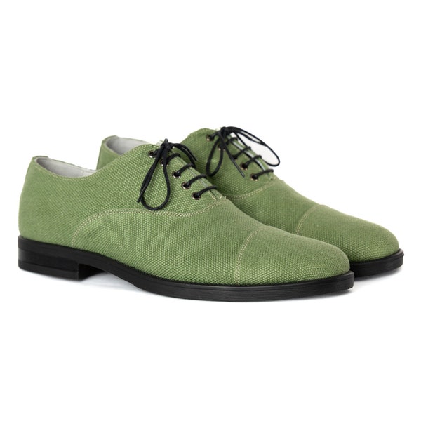 HANF Oxford-Schuhe - Salbeigrün / Minze, bequeme, handgemachte Schuhe, Lederfutter, formelle Schuhe, Hochzeitsschuhe, Hochzeitsschuhe,