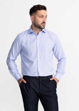 FYLTR Camicia Uomo Maniche Lunghe – Oxford Tessuto, Vestibilità Regolare, Colore Blu Egiziano, Taglia S