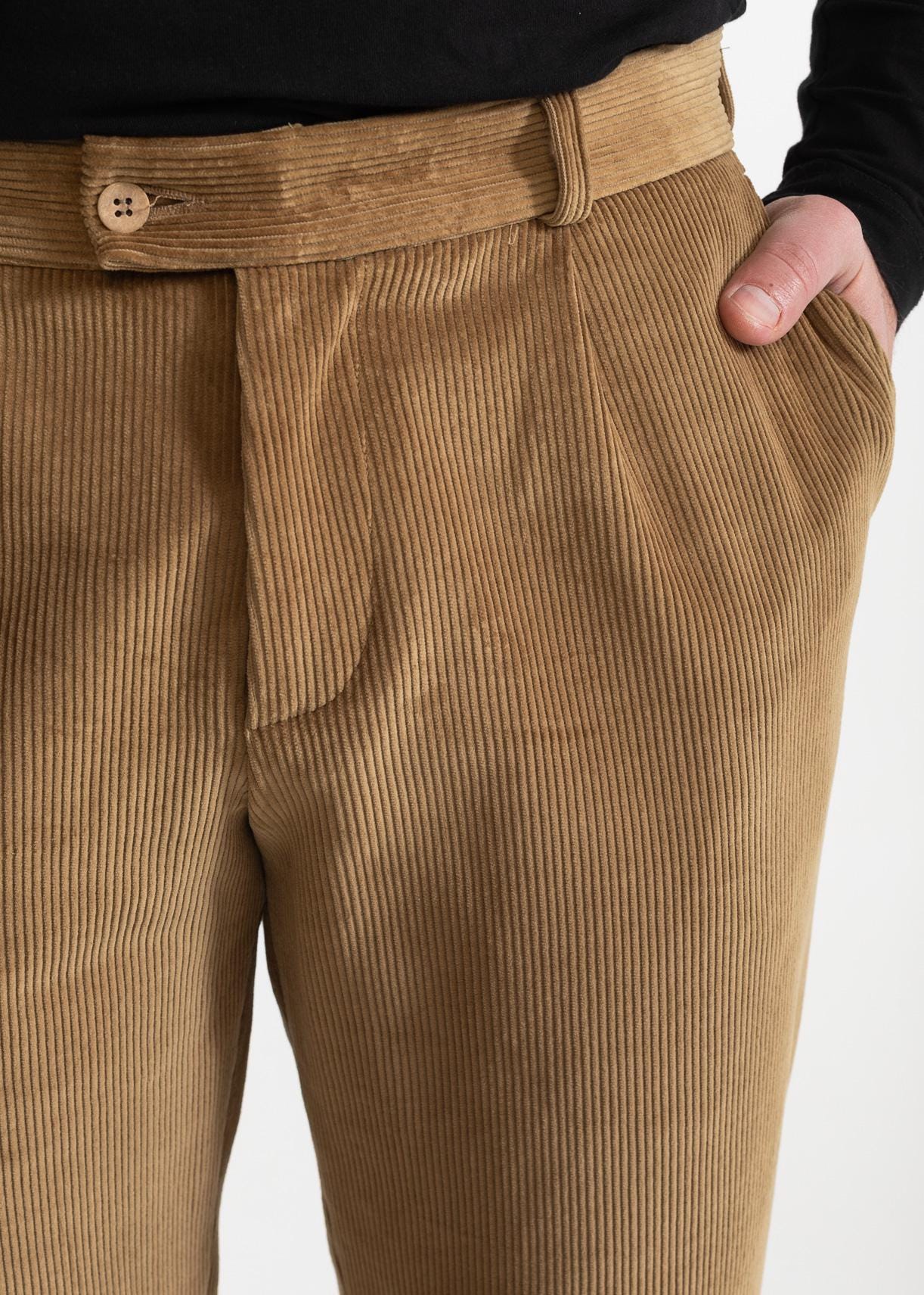 シャンパンベージュ オーガニックコットン コーデュロイ トラウザーズ