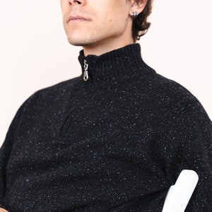 Men's Wool Sweater Starry Night, Knitted Warm Pullover, European Wool, Half Zip Jumper, Made in Europe image 3