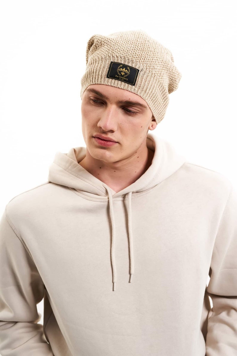 Beige Vegan Hat Plastic free Sustainable Made in Romania Headwear Black Burgundy Slouchy Hemp Beanie Rainbow Organic Cap Mustard