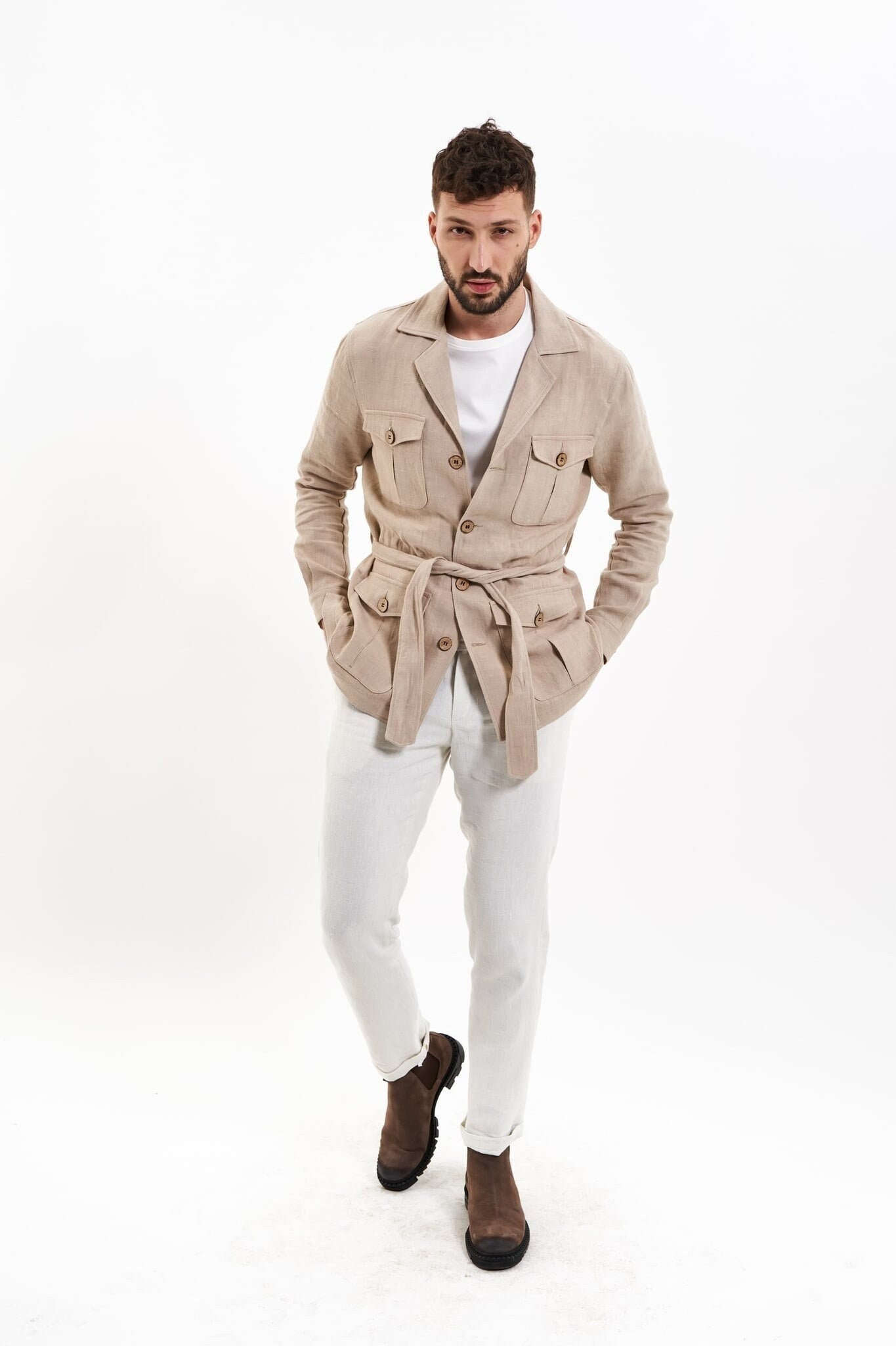 100% Hemp Jacket Safari Jacket Beige 