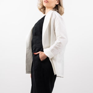 The Ilva 100% Hemp Suit Jacket with Shawl Lapel. Elegant Women's Jacket, Vegan, Sustainable Fashion, Stylish White Jacket, Custom Made image 2