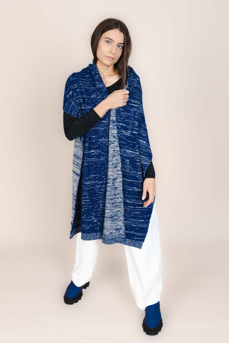 Handcrafted Hemp-Wool Scarf Eco-Friendly Transylvanian Knitted Wrap Sustainable Fashion Accessory for Men-Women Grey, Black, Indigo image 1