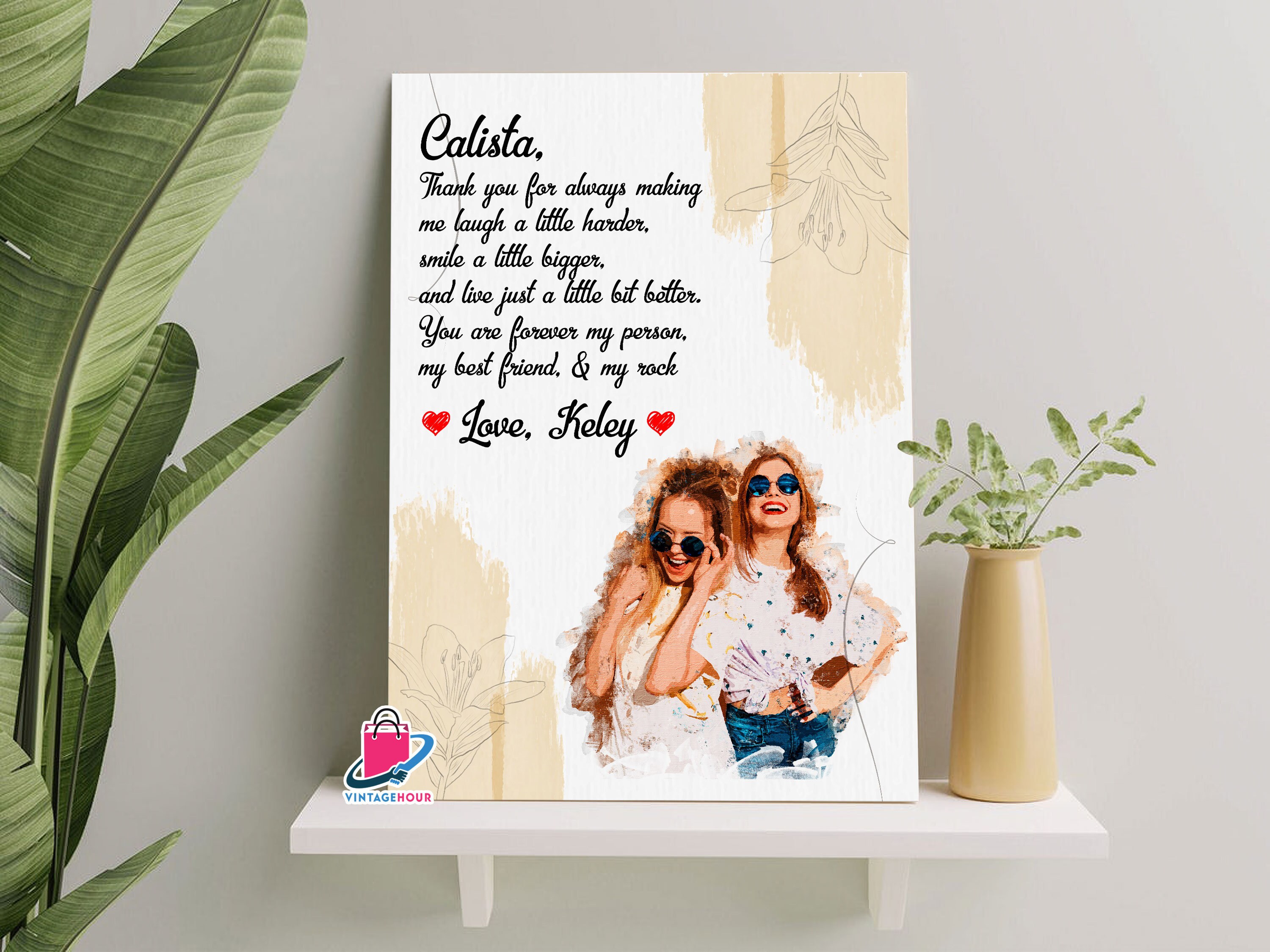Best Friend Personalized Canvas Wall Art Custom Bestie Print Etsy UK