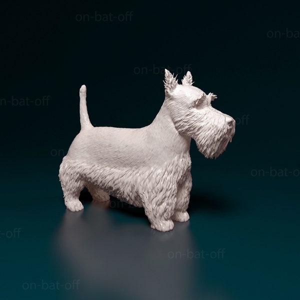 Statue de chien Scottish Terrier imprimée en 3D - Service d'impression ou de peinture non peint prêt à peindre par nos soins