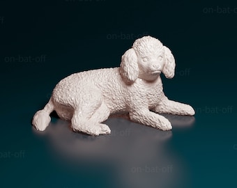 Toy Poodle Lying Figurine, 3D Printed Dog Statue, Pet Memorial Gift