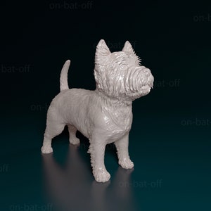 3D Printed West Highland White Terrier Dog Statue - Ready-to-paint unpainted printing or painting service by us