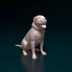 3D Printed American Pitbull Sculpture – Strong Dog Figurine for Decor or Pet Memorial