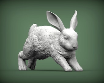 Rabbit Jumping 3D Printed Figurine for Pet Memorial or Shelf Display