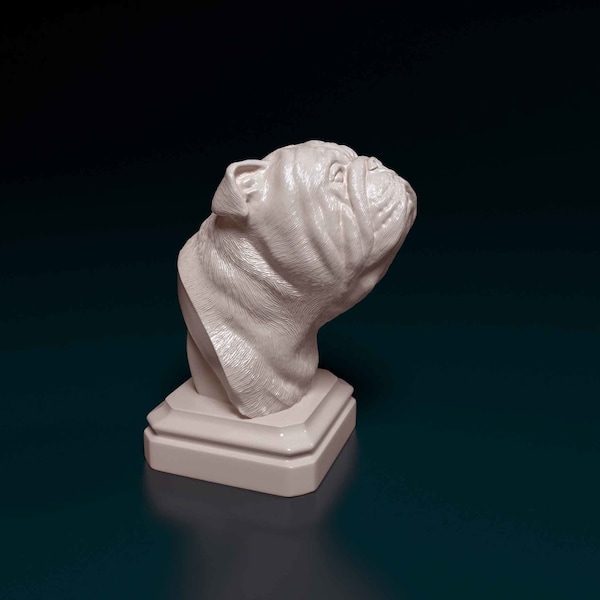 3D Gedruckte Englische Bulldogge Hundestatue - Ready-to-Pain unlackierter Druck- oder Malservice von uns