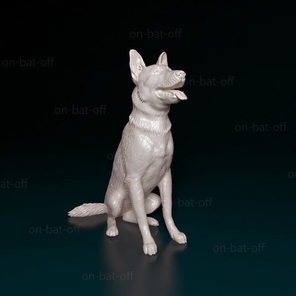 3D Printed German Shepherd Dog Statue - Ready-to-paint unpainted printing or painting service by us