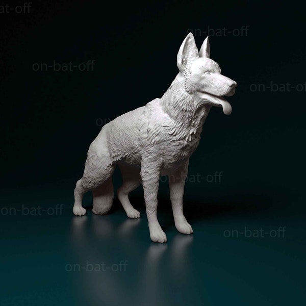 Statue de chien de berger allemand imprimée en 3D - Service d'impression ou de peinture non peint prêt à peindre par nos soins