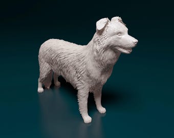 Border Collie 3D Printed Dog Statue for Pet Memorial or Shelf Display