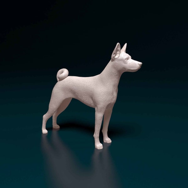 Statue de chien Basenji imprimée en 3D - Service d'impression ou de peinture non peint prêt à peindre par nos soins