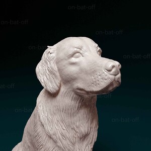 3D Printed Golden Retriever Dog Statue Ready-to-paint Unpainted ...