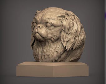 Japanese Chin Dog Bust | 3D Printed Small Breed Sculpture | Japanese Chin Lover Gift