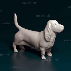 3D Printed Basset Hound Dog Statue - Ready-to-paint unpainted printing or painting service by us