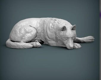 Sleeping Husky Figurine | 3D Printed Siberian Husky Dog Sculpture | Husky Lover Gift
