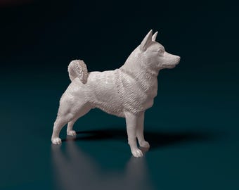 Norwegian Elkhound Figurine 3D Printed Dog Sculpture for Shelf Display or Pet Memorial