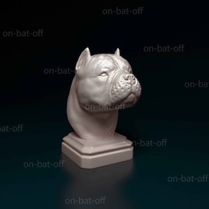 3D-gedruckte American Bully Dog Büste Statue - Sofort bemalbarer Druck oder Bemalung durch uns