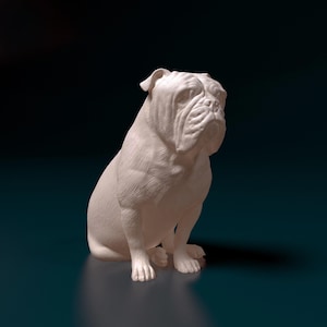 English Bulldog Figurine 3D Printed Dog Sculpture for Gift or Memorial Decor