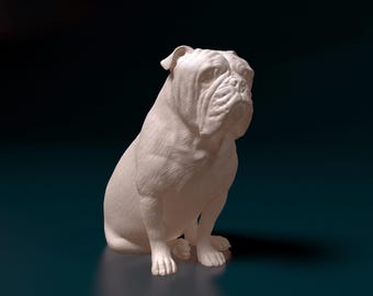English Bulldog Figurine 3D Printed Dog Sculpture for Gift or Memorial Decor