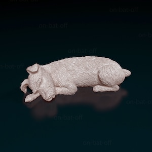 3D Printed Sleeping Schnauzer Dog Statue