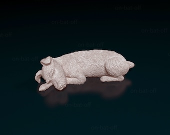 Sleeping Schnauzer 3D Printed Figurine | Miniature Dog Statue | Schnauzer Lover Gift | Pet Memorial Decor | Sleeping Puppy Desk Sculpture