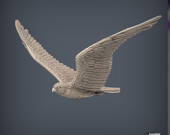 Peregrine Falcon Figurine | 3D Printed Flying Bird of Prey Statue | Falconer Gift