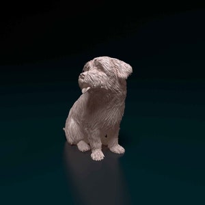 3D Printed Maltese Figurine – Handmade Fluffy Toy Dog Sculpture, Elegant Small Breed Pet Decor