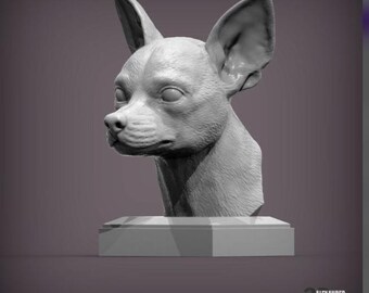 Russian Toy Terrier Bust | 3D Printed Dog Sculpture | Pet Memorial Gift