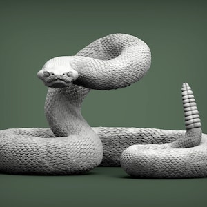 3D Printed Rattlesnake – Realistic Snake Figurine, Handmade Wildlife Sculpture, Home Decor Gift