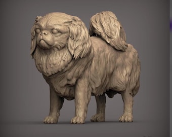 Standing Japanese Chin Figurine | 3D Printed Small Dog Statue | Japanese Chin Gift