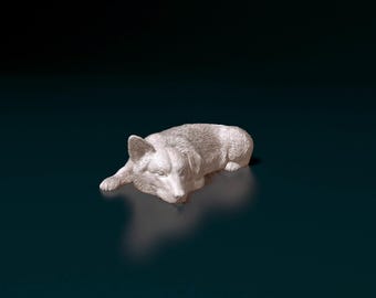 Corgi Lying Figurine | 3D Printed Lying Pembroke Welsh Corgi Statue | Dog Lover Gift | Pet Memorial Decor | Custom Desktop Puppy Sculpture