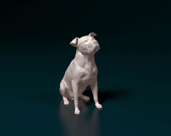 3D Printed Pitbull Sitting Figurine | Dog Lover Memorial Sculpture