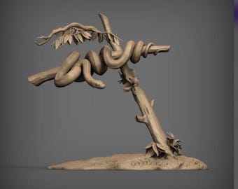 Carpet Python on Branch | 3D Printed Snake Sculpture | Reptile Lover Gift