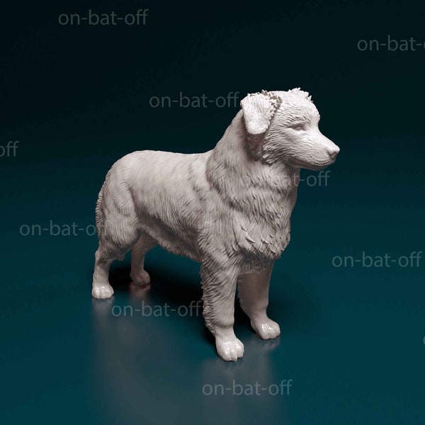 3D Printed Australian Shepherd Dog Statue - Ready-to-paint unpainted printing or painting service by us