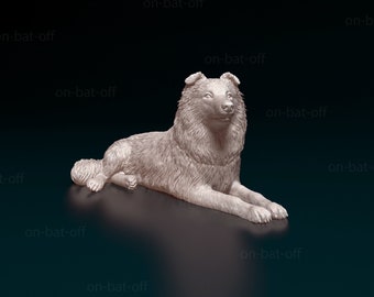 Statue de chien Collie imprimée en 3D - Service d'impression ou de peinture non peint prêt à peindre par nos soins