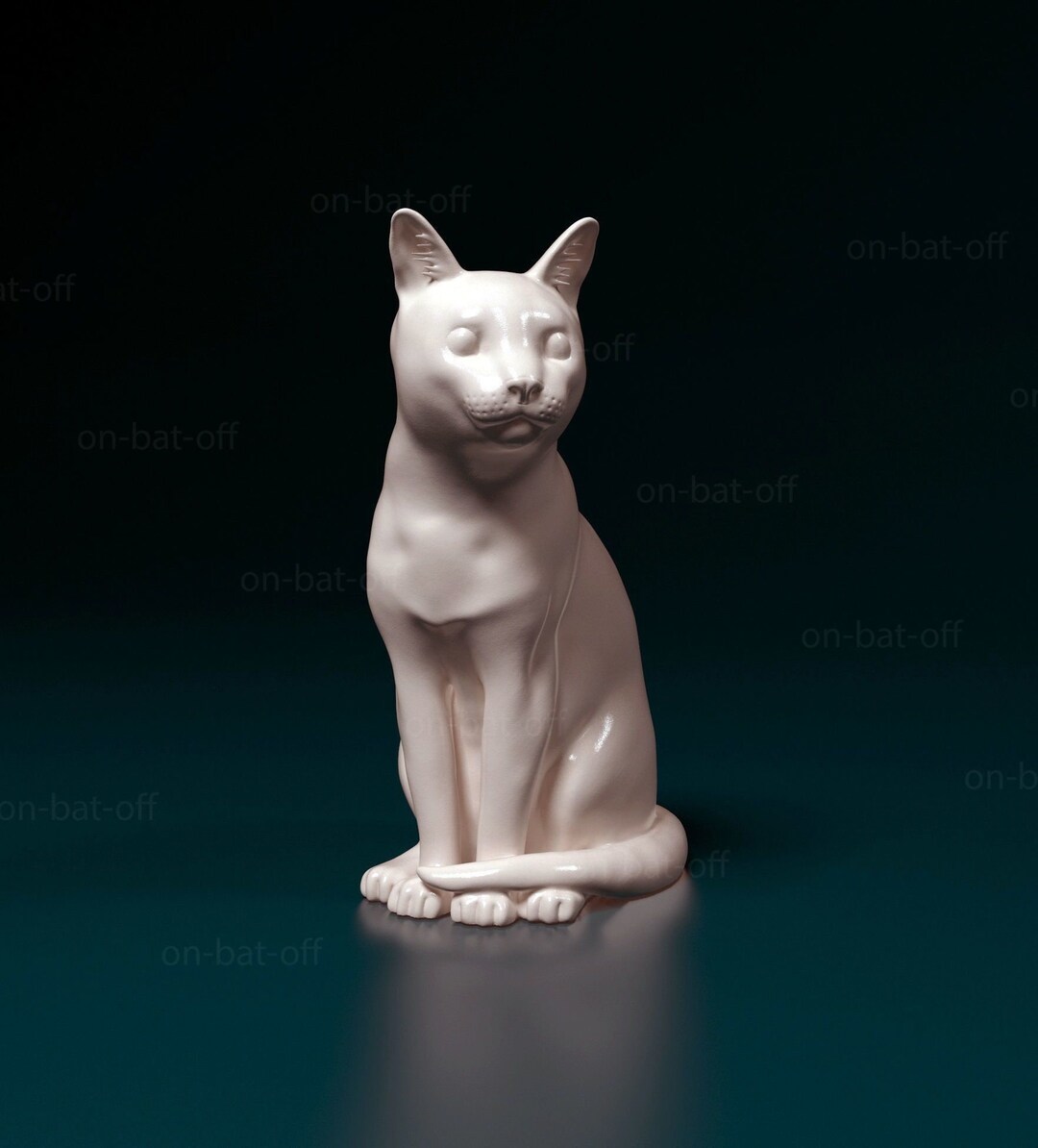 3D Printed Russian Blue Cat Statue Readytopaint Unpainted Printing or