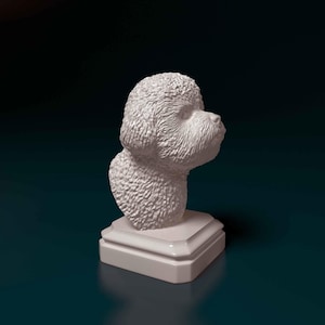 Bichon Frise Bust 3D Printed Dog Sculpture for Pet Memorial or Shelf Decor