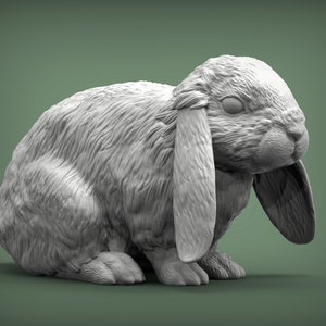 3D Printed American Fuzzy Lop Rabbit – Realistic Bunny Figurine, Pet Memorial Gift, Cute Animal Sculpture for Home Decor