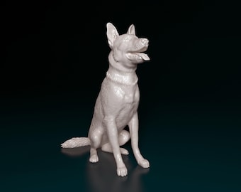 Sitting German Shepherd Figurine, 3D Printed GSD Dog Statue, Shepherd Lover Gift
