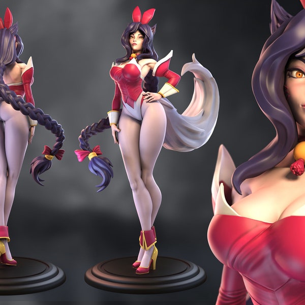 Figurine de lapin Ahri de League of Legends - objet de collection imprimé en 3D - prête à peindre