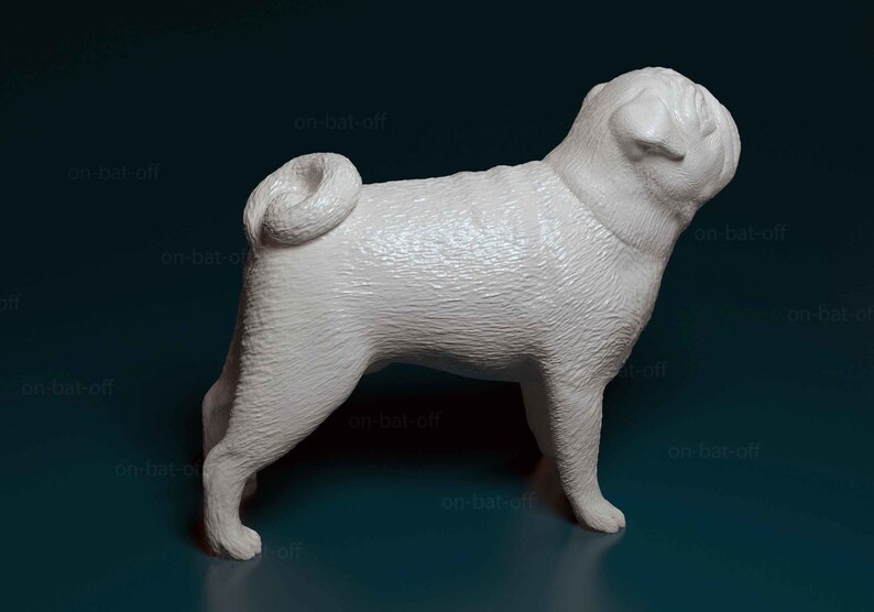 3D Printed Pug Dog Statue Ready-to-paint unpainted printing or painting service by us image 2