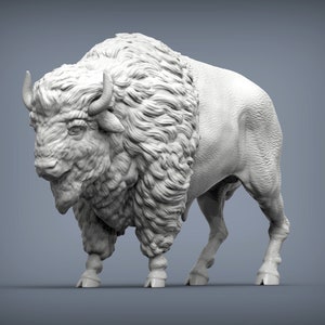 Bison Figurine 3D Printed Wild Animal Statue for Rustic Decor or Collectors