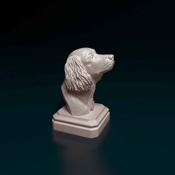 Statue de chien buste de tête d'épagneul Springer anglais imprimé en 3D - Service d'impression ou de peinture non peint prêt à peindre par nos soins