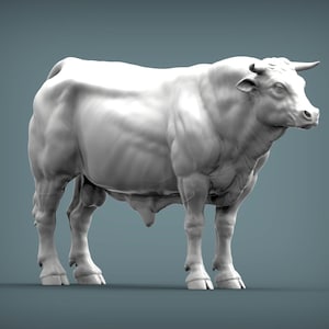 3D Printed Bull Statue – Powerful Animal Sculpture, Home Decor, Strength & Prosperity Symbol